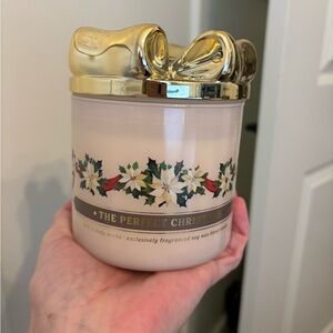 Bath and Body Works The Perfect Christmas Bow Lid 3 Wick Candle